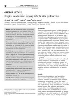 Hospital Readmission Among Infants with Gastroschisis