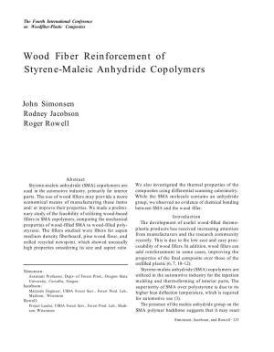 Wood Fiber Reinforcement of Styrene-Maleic Anhydride Copolymers