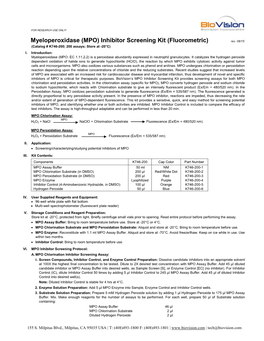 K746-200 Myeloperoxidase (MPO) Inhibitor Screening