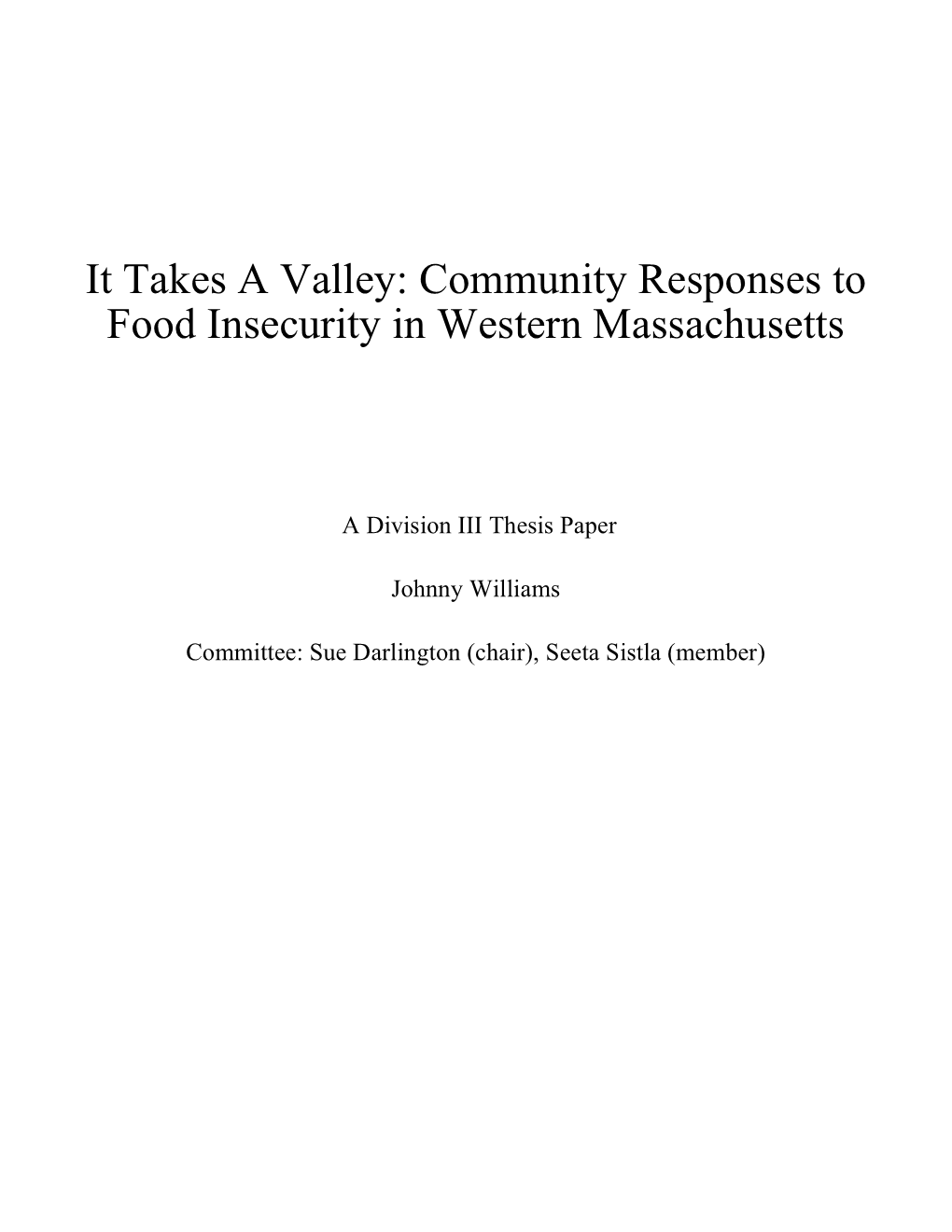 Community Responses to Food Insecurity in Western Massachusetts