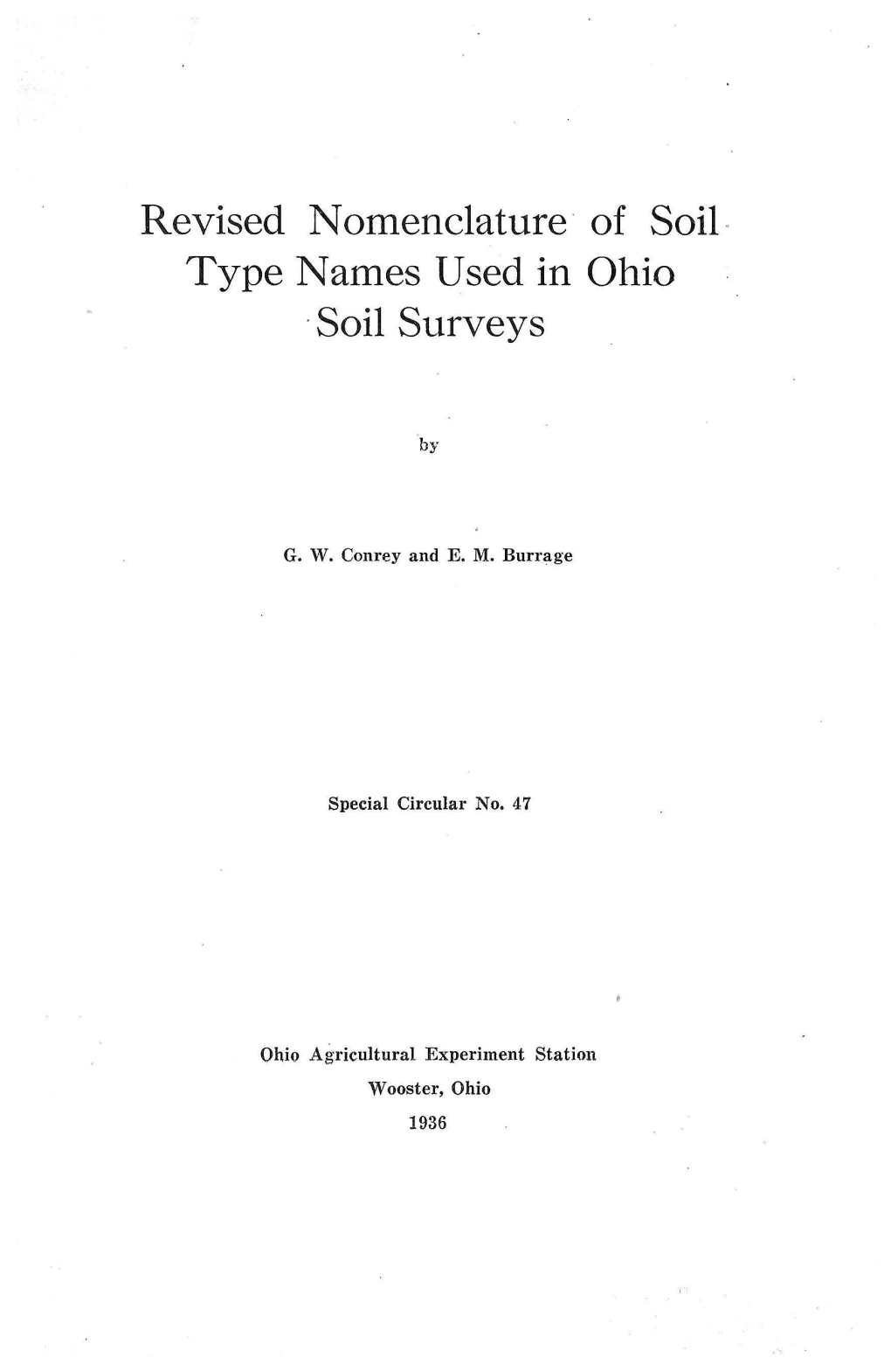 Revised Nomenclature· of Soil. Type Names Used in Ohio ·Soil Surveys