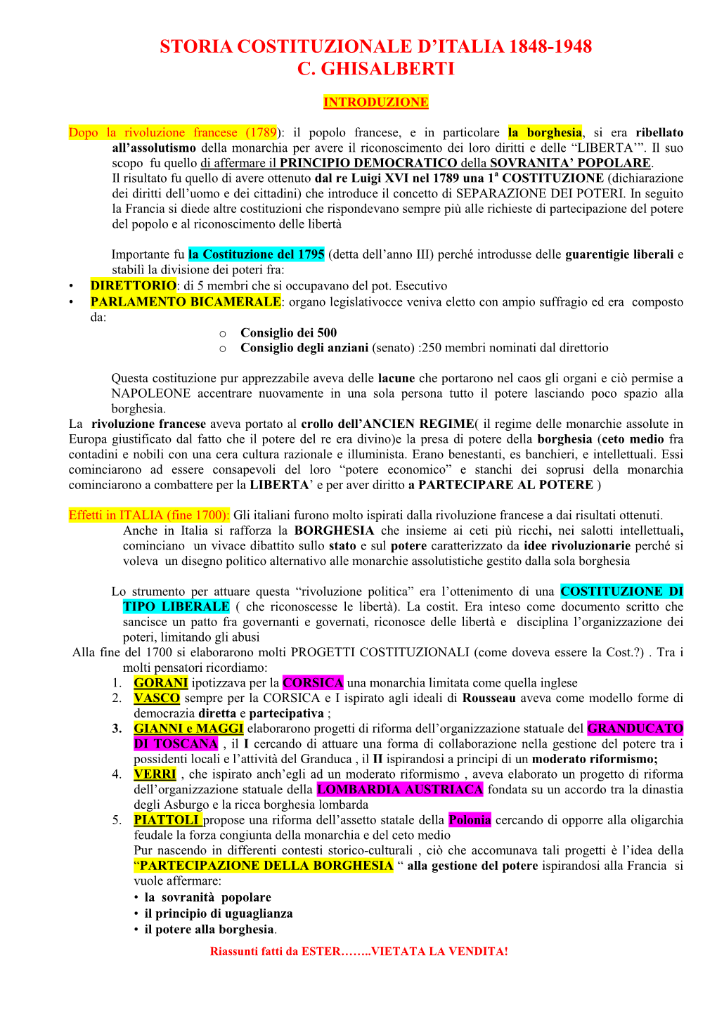 Storia Costituzionale D'italia 1848-1948-GHISALBERTI.--Doc