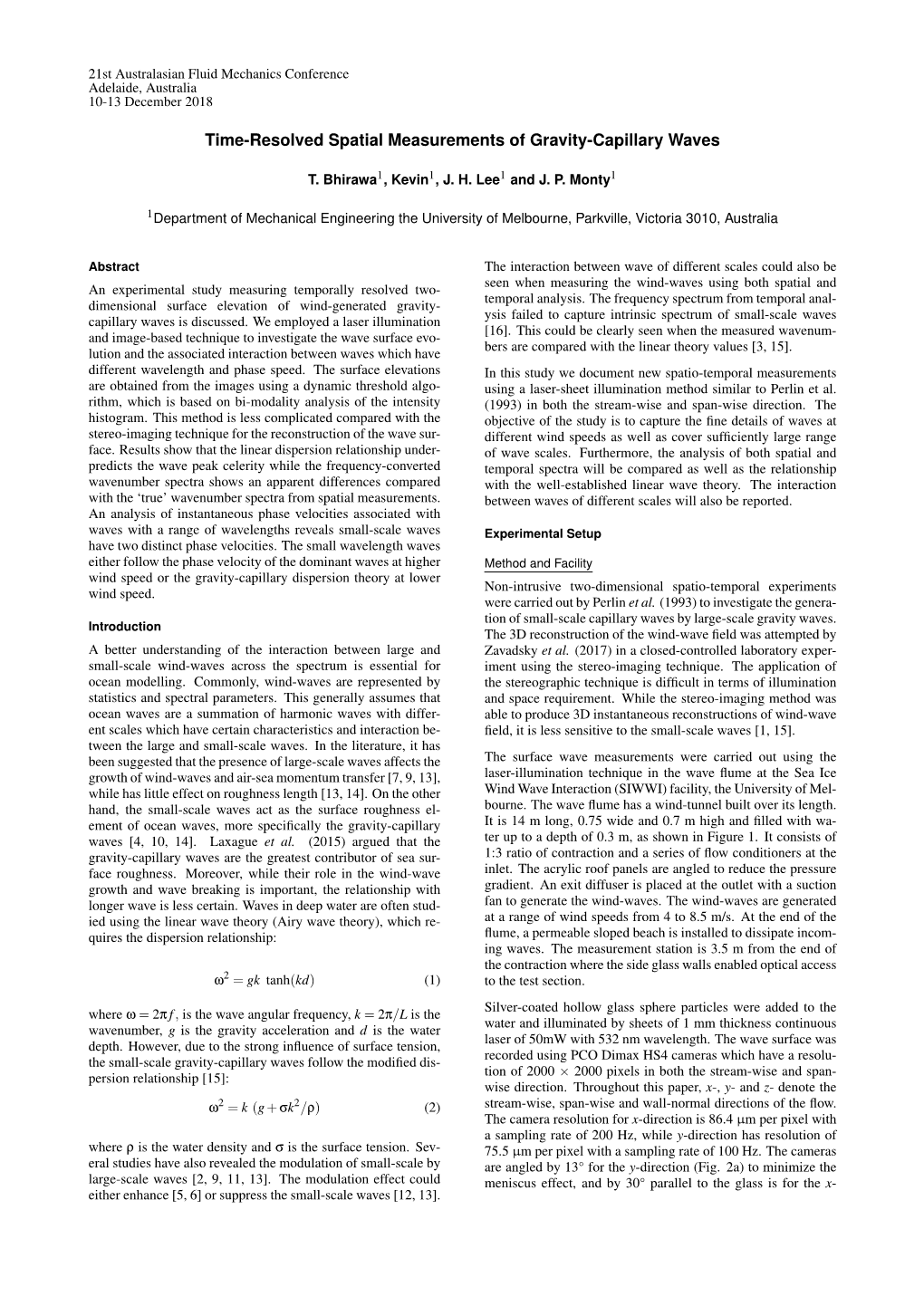 Time-Resolved Spatial Measurements of Gravity-Capillary Waves