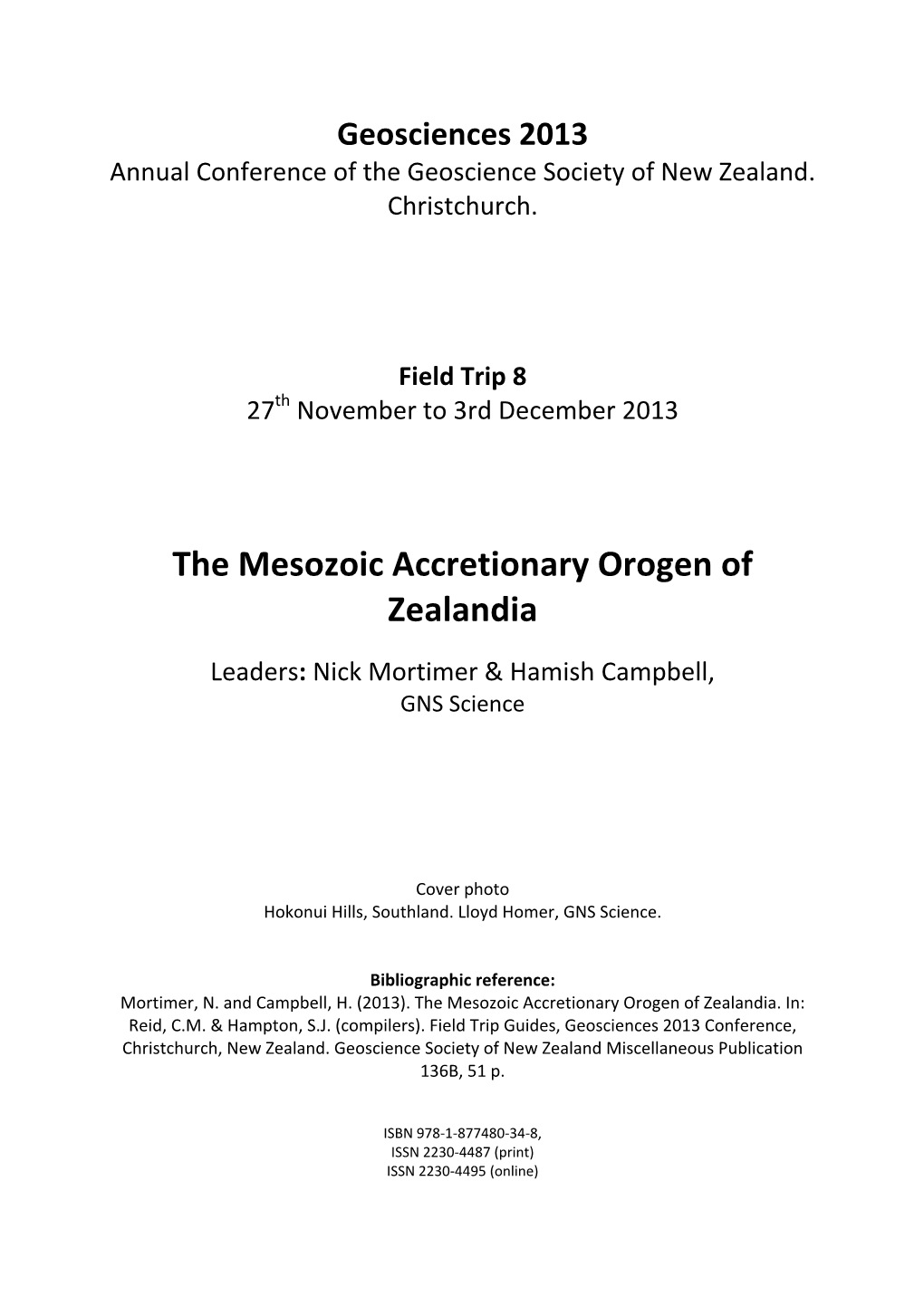 The Mesozoic Accretionary Orogen of Zealandia