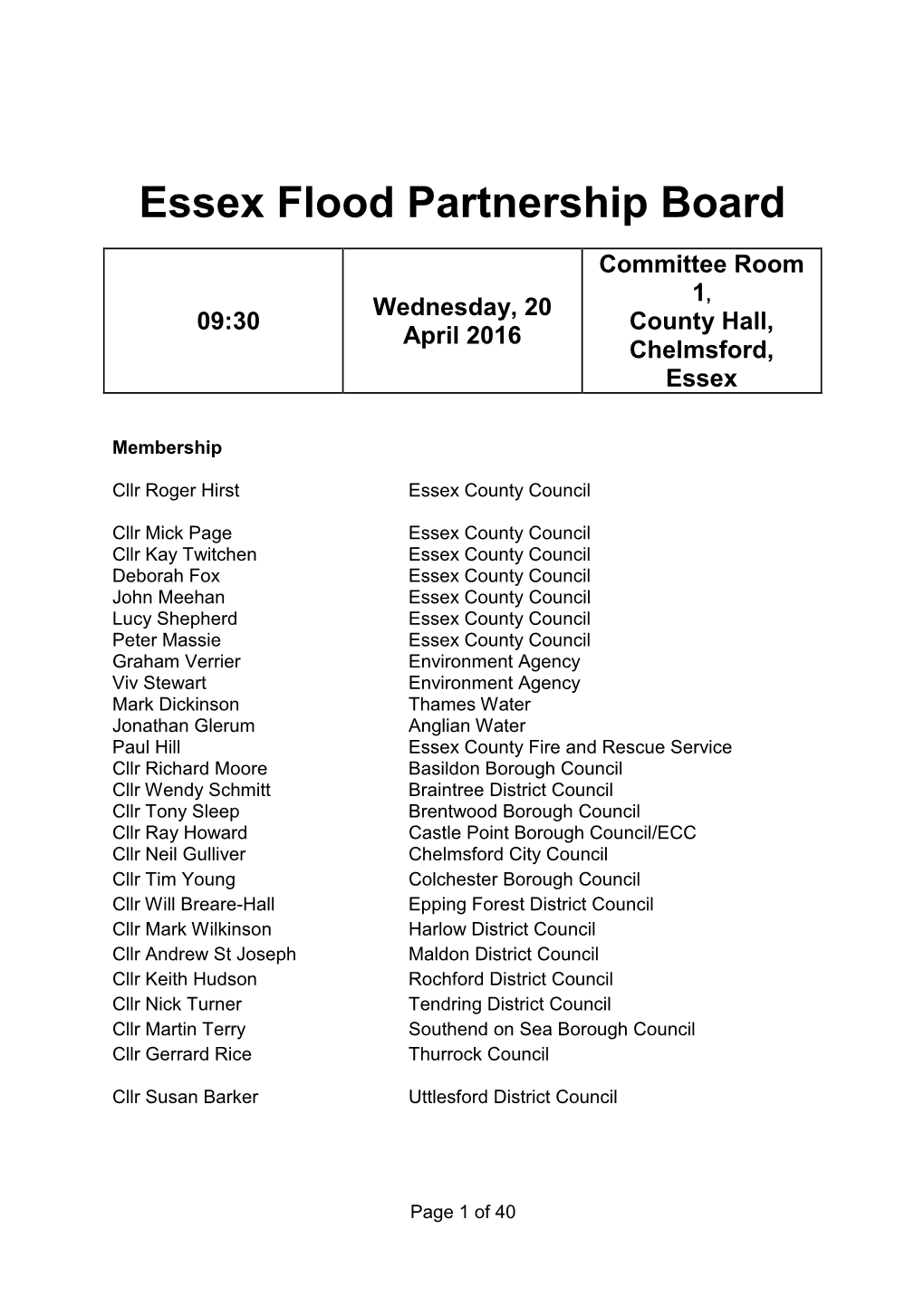 Essex Flood Partnership Board