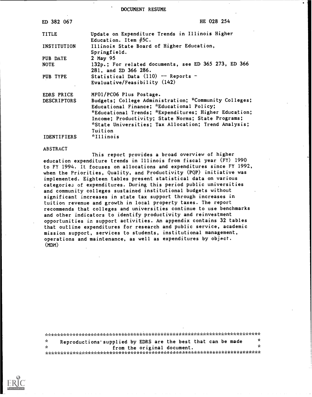 DOCUMENT RESUME ED 382 067 HE 028 254 TITLE Update On