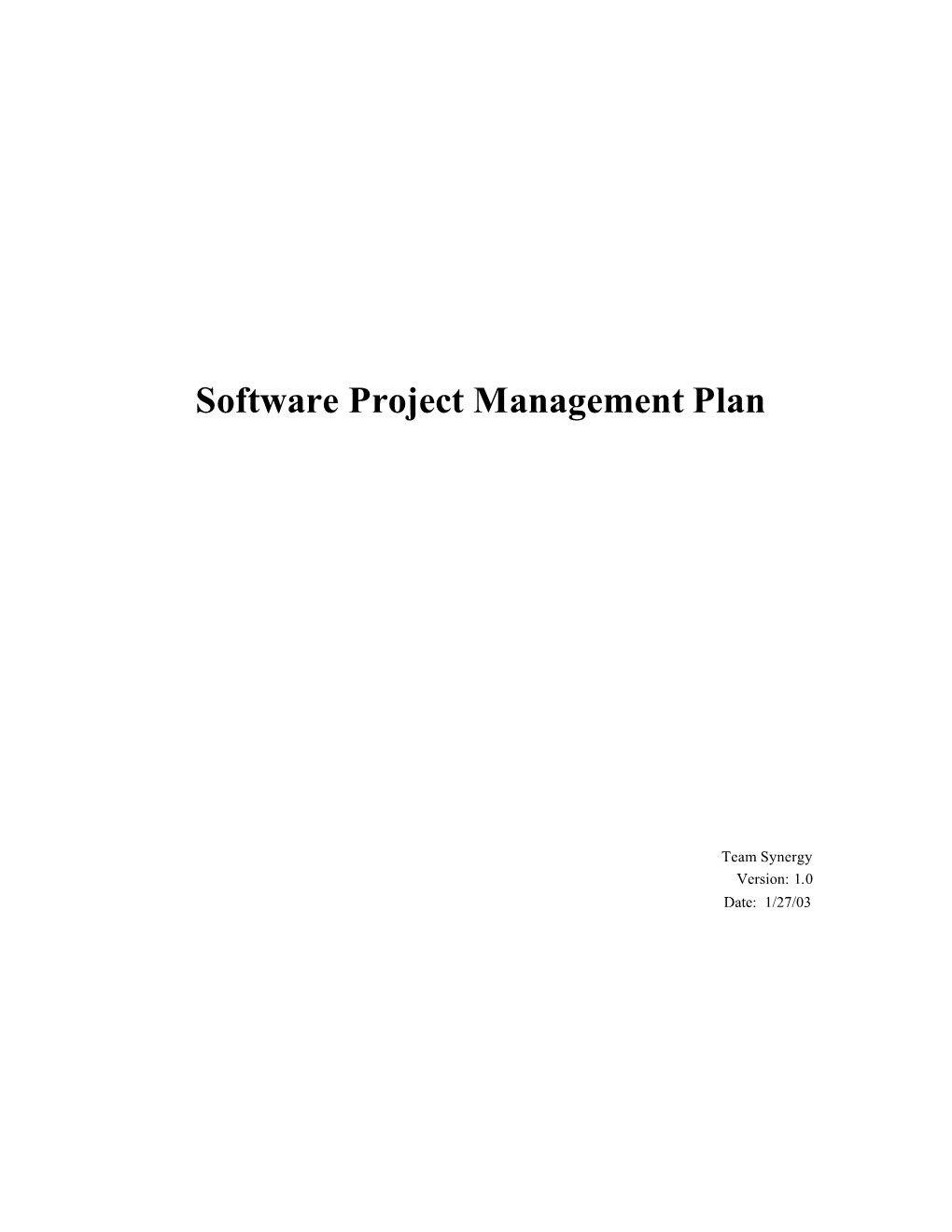 Software Project Management Plan