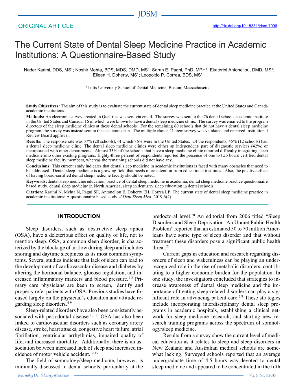 The Current State of Dental Sleep Medicine Practice in Academic Institutions: a Questionnaire-Based Study