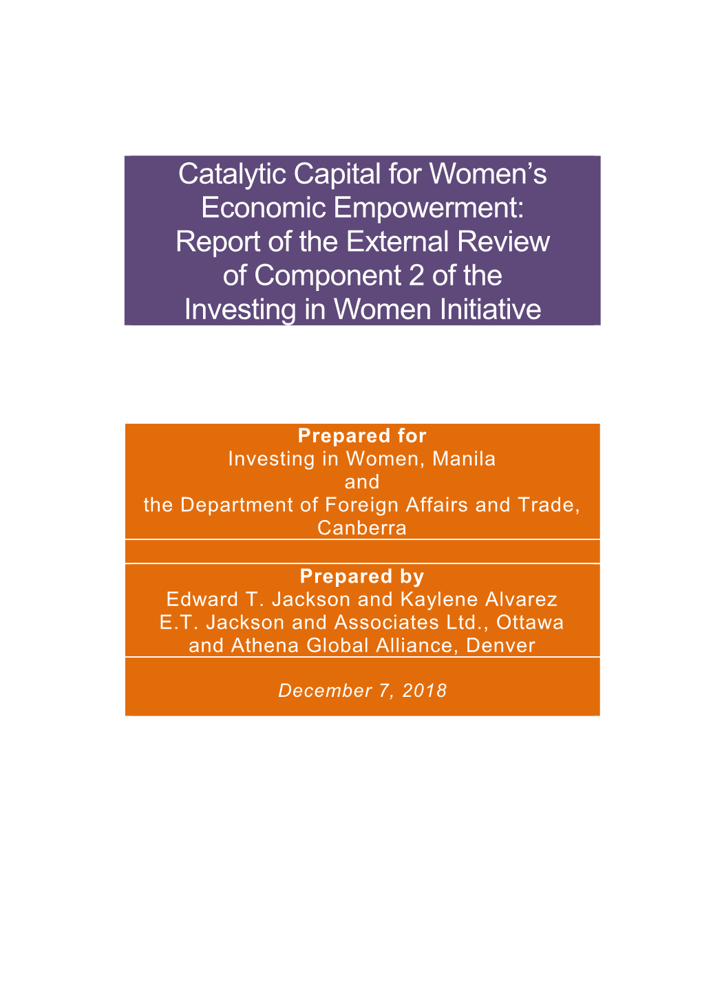 Catalytic Capital for Women's Economic