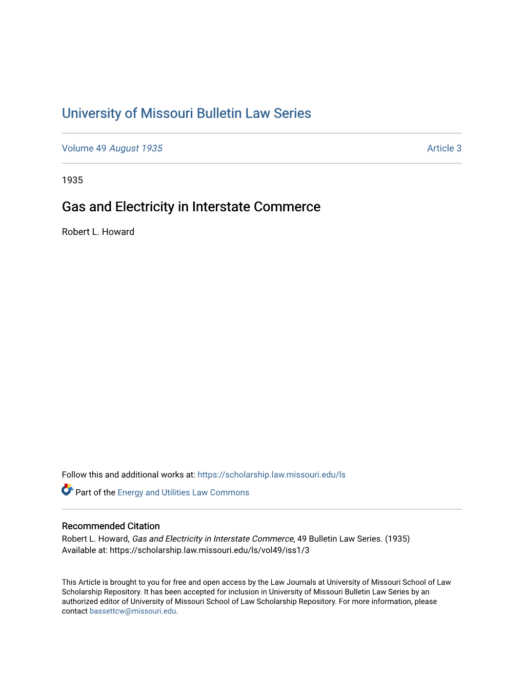 Gas and Electricity in Interstate Commerce