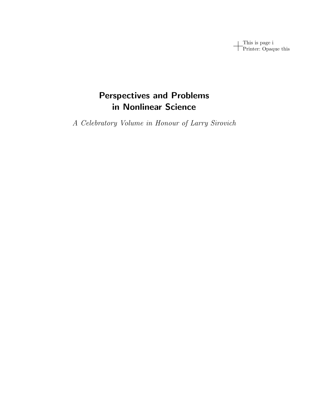 Perspectives and Problems in Nonlinear Science