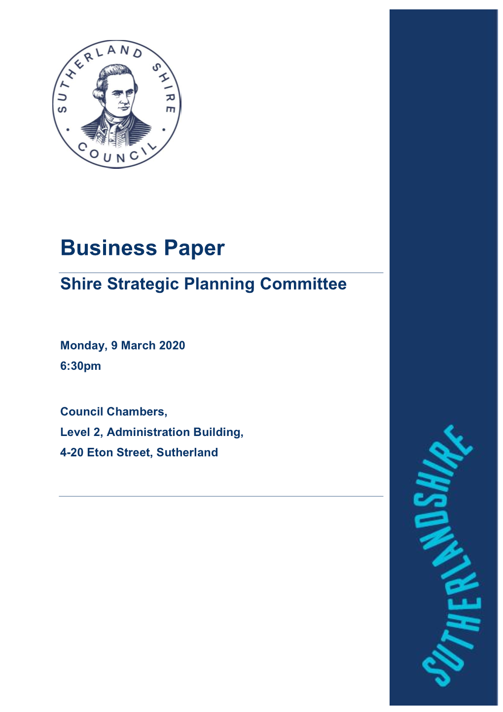 Agenda of Shire Strategic Planning Committee