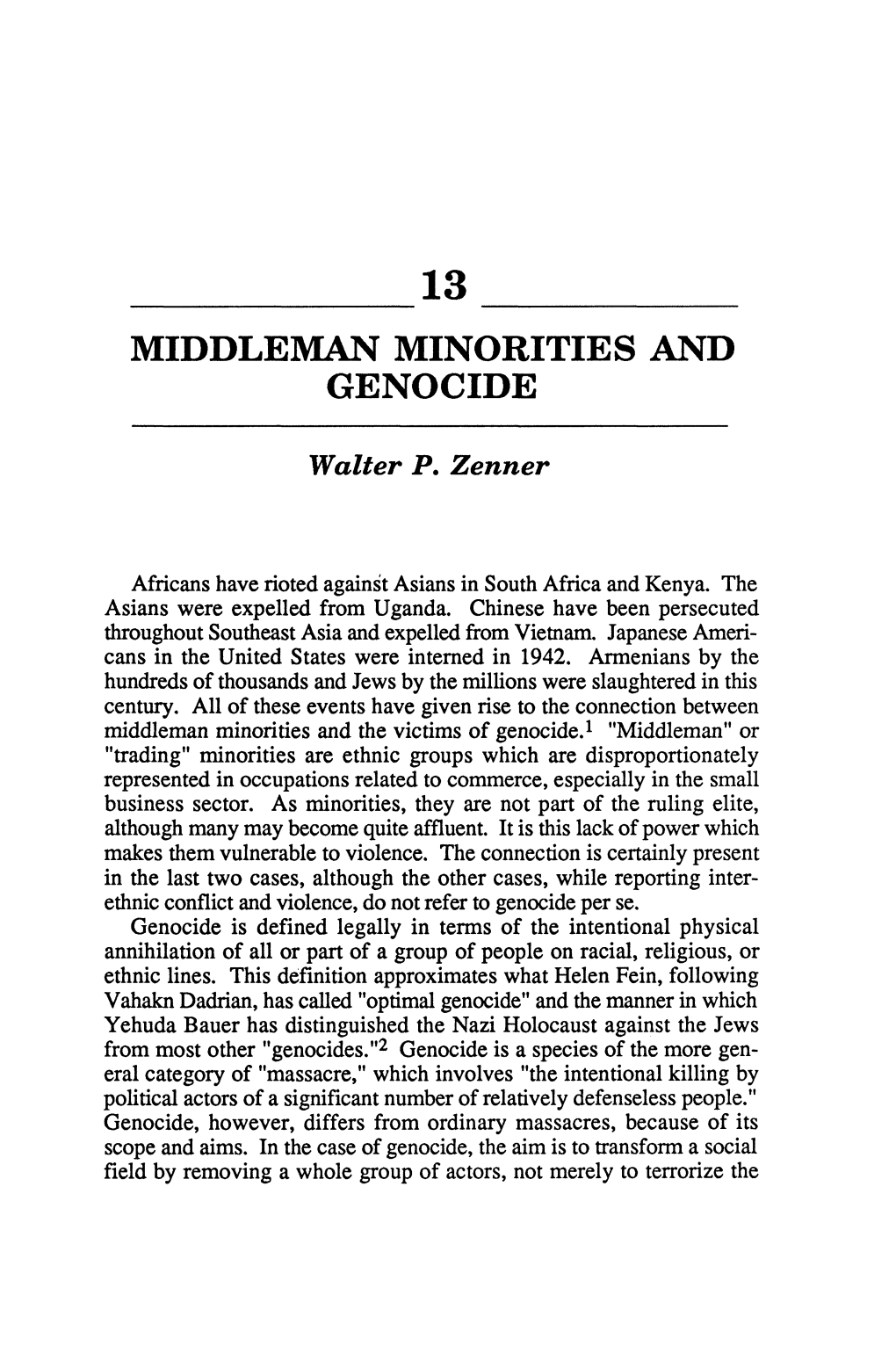 Middleman Minorities and Genocide