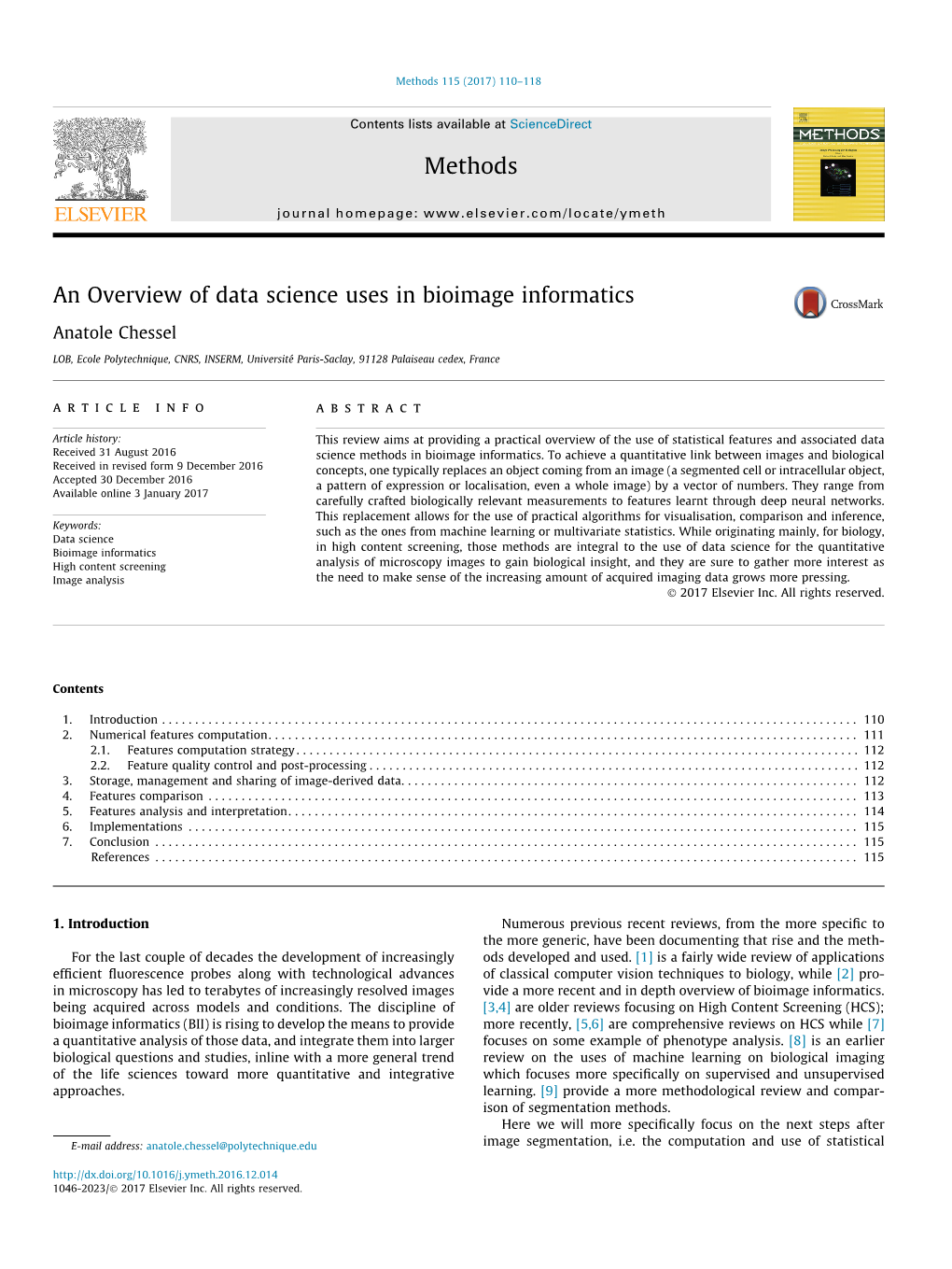 An Overview of Data Science Uses in Bioimage Informatics