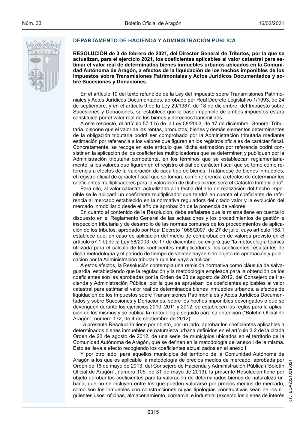 16/02/2021 Boletín Oficial De Aragón Núm. 33 6315
