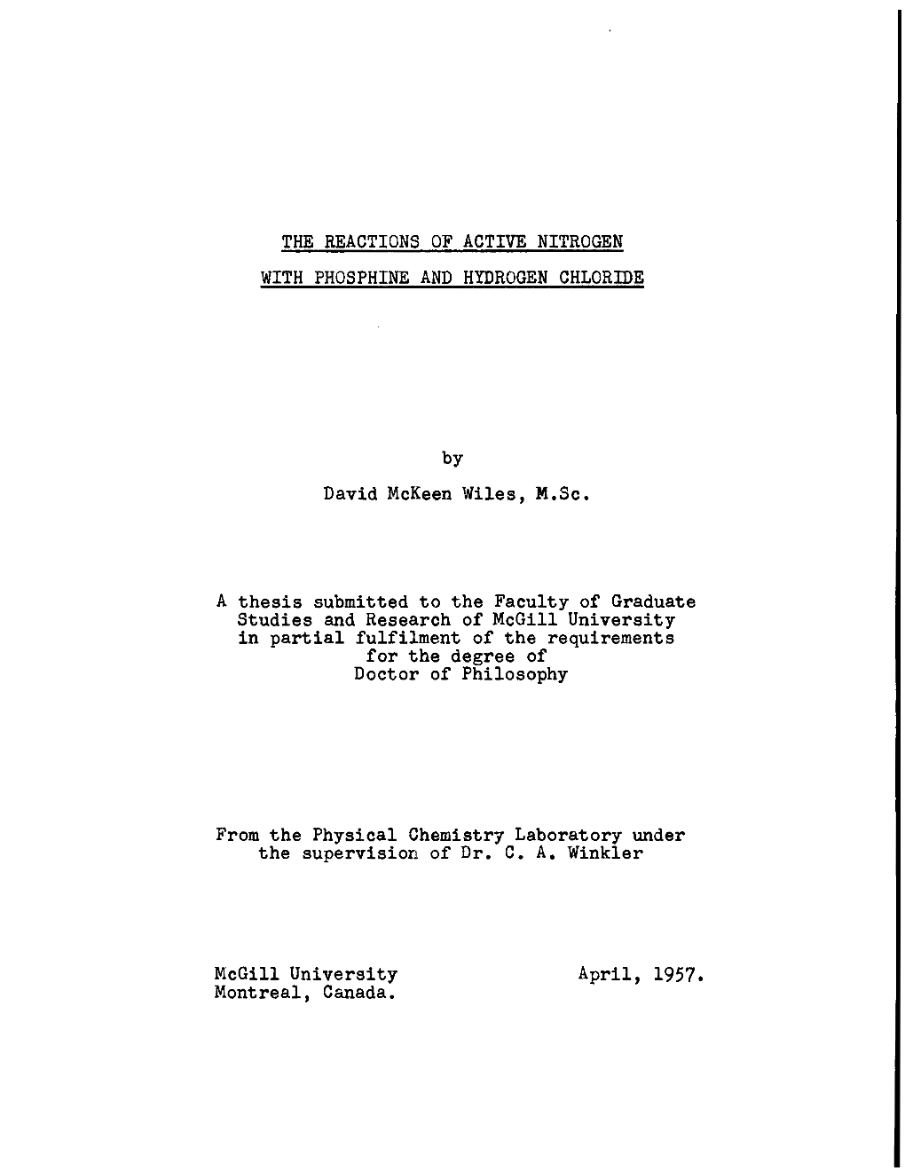 The Reactions of Active Nitrogen with Phosphine and Hydrogen Chloride