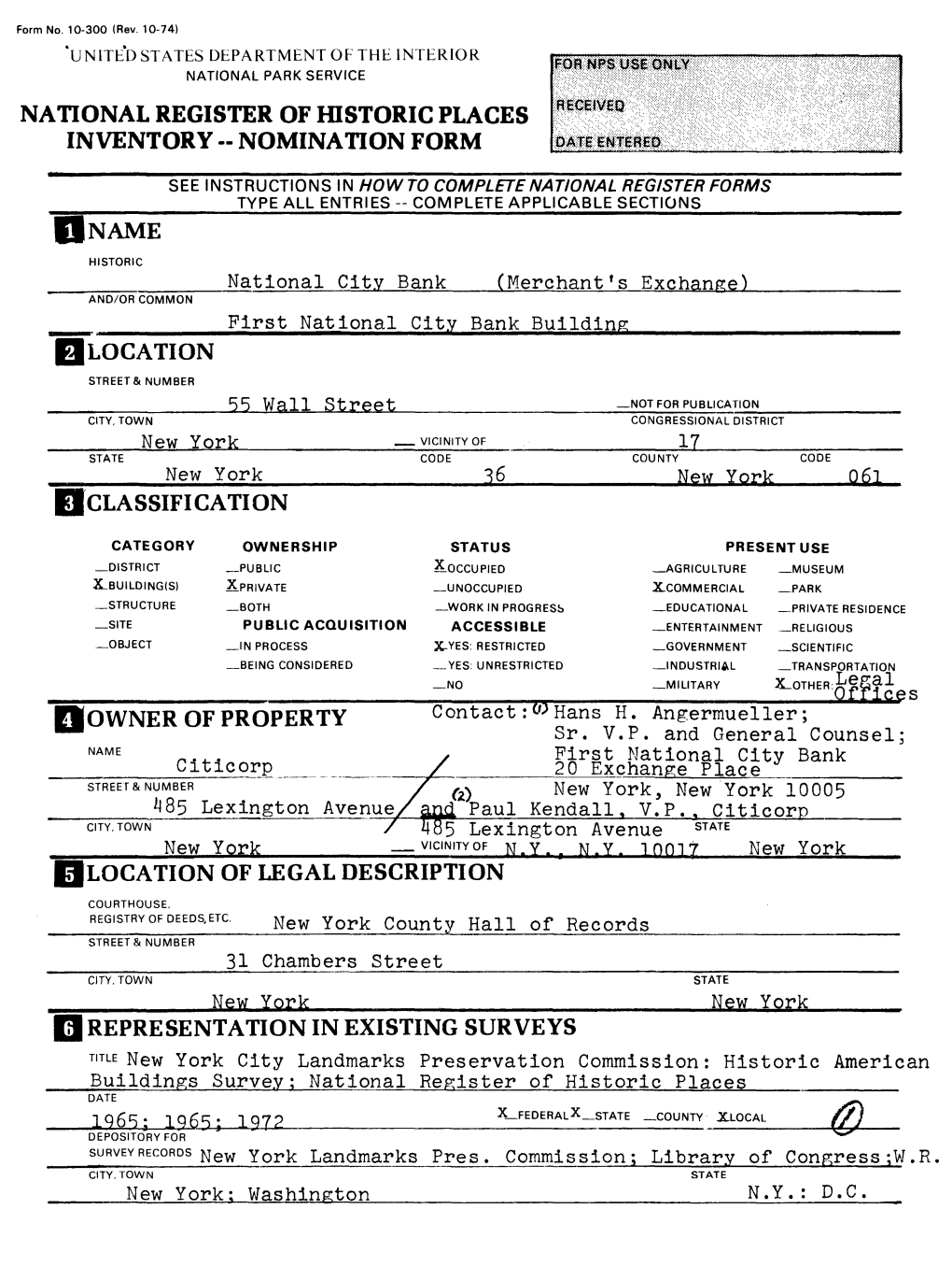 National Register of Historic Places Inventory « Nomination Form