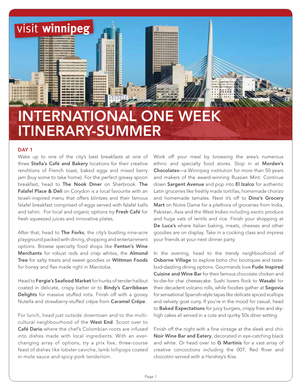 International One Week Itinerary-Summer