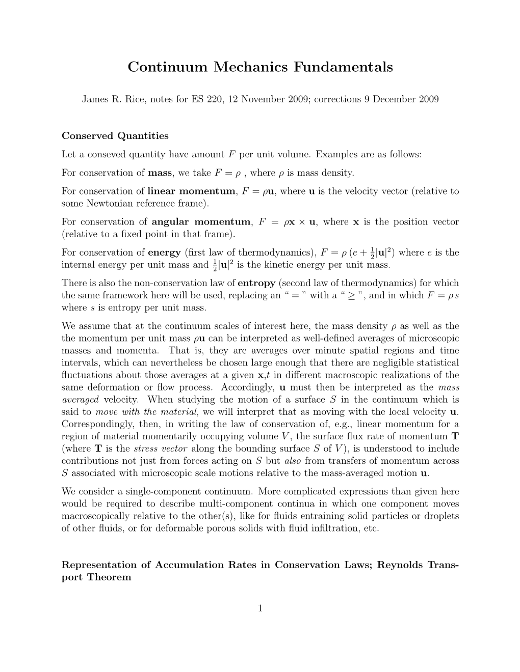 Continuum Mechanics Fundamentals