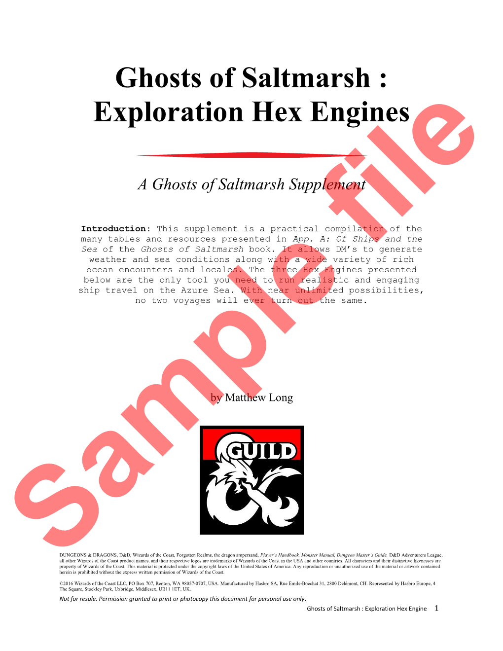 Ghosts of Saltmarsh : Exploration Hex Engines