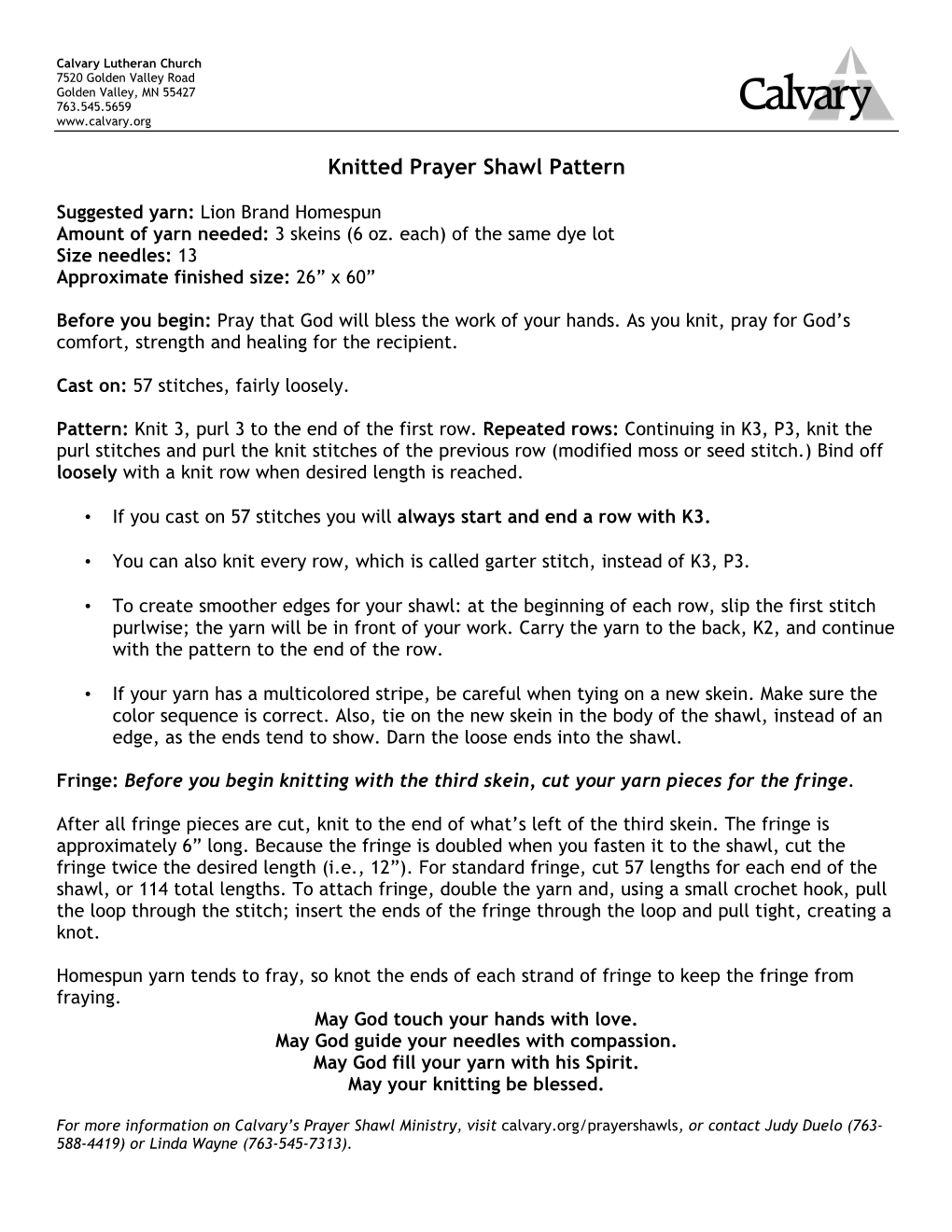 Knitted Prayer Shawl Pattern