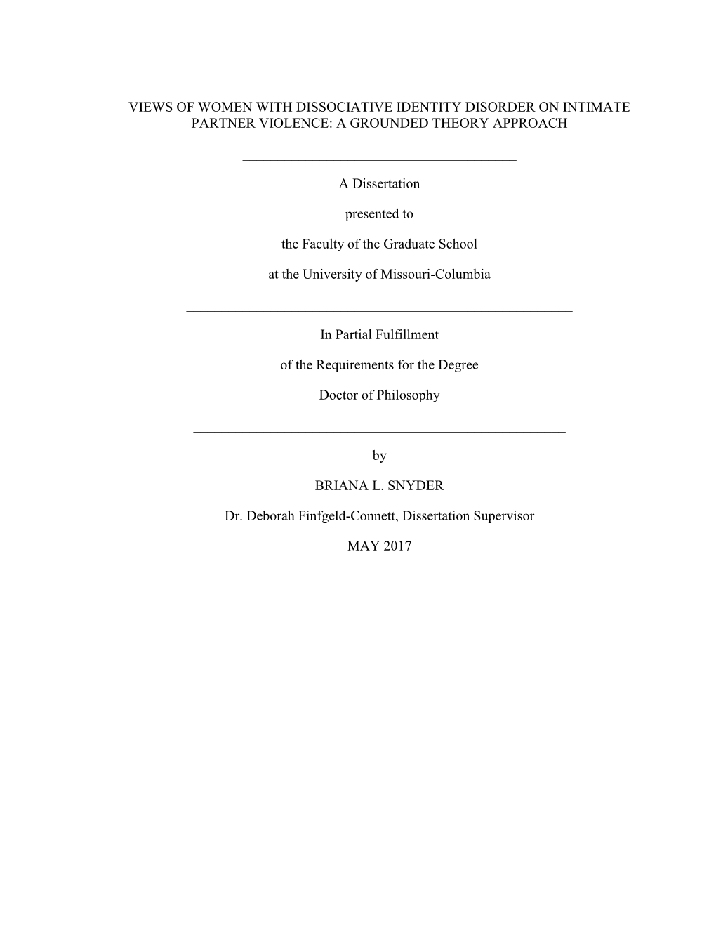 Views of Women with Dissociative Identity Disorder on Intimate Partner Violence: a Grounded Theory Approach