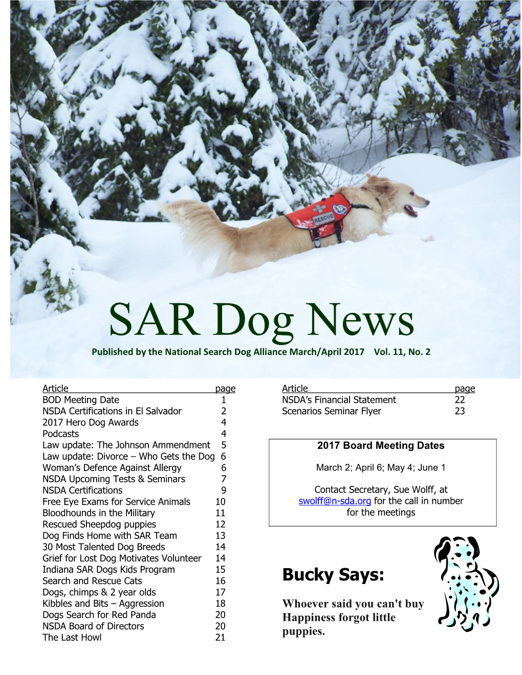 NSDA SAR DOG NEWS March/April 2017 Page 21