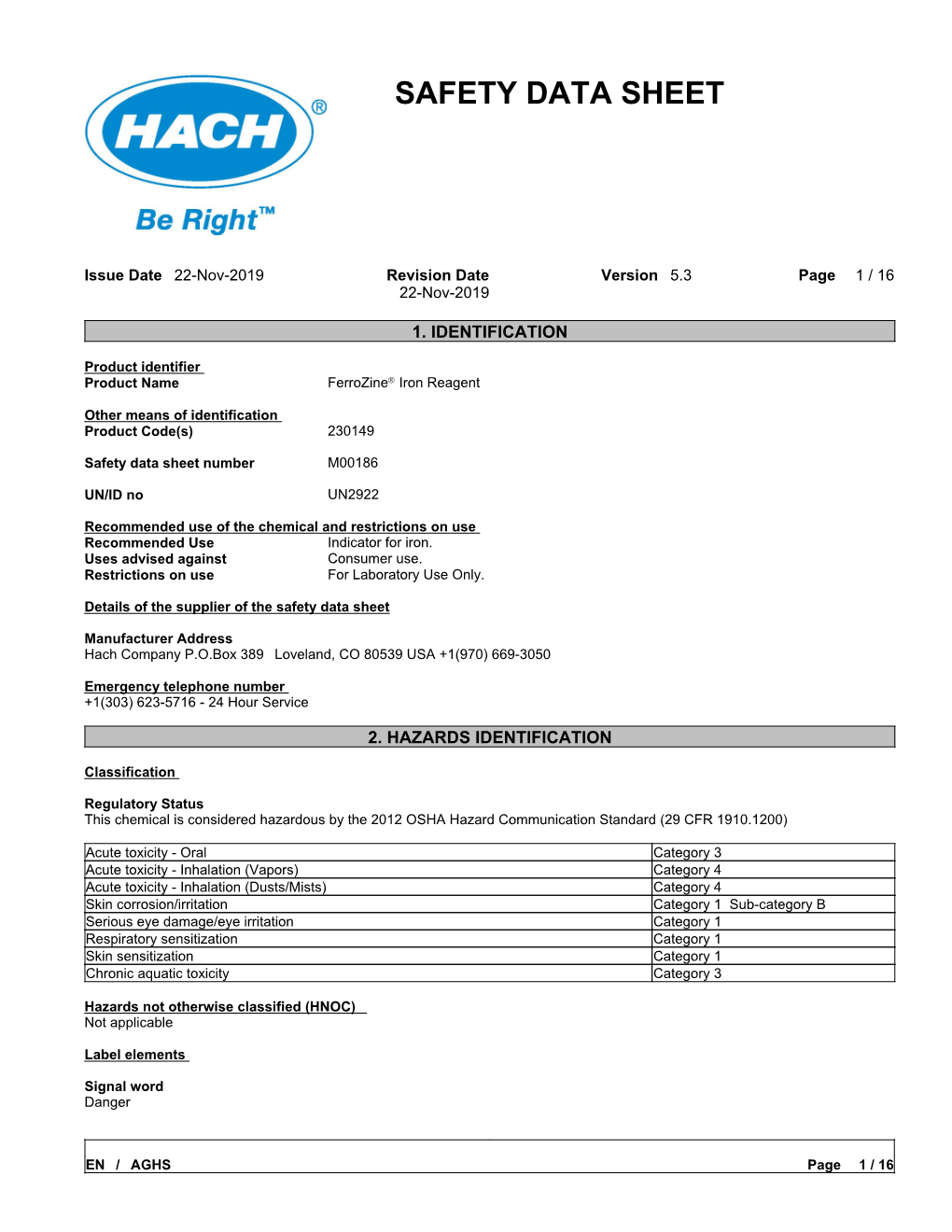 Safety Data Sheet