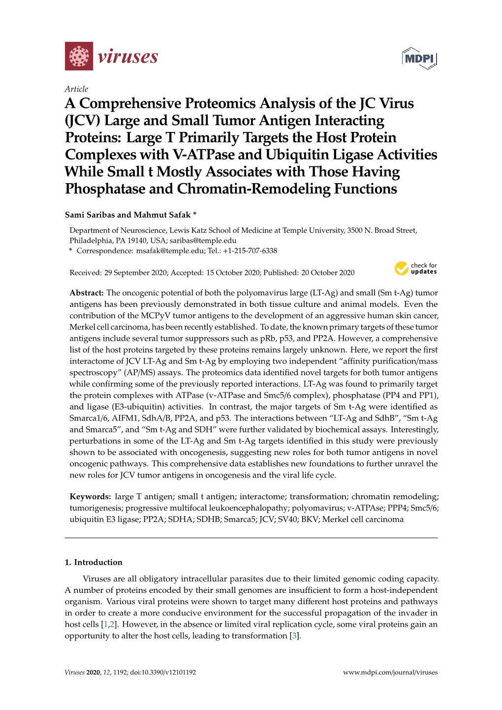 (JCV) Large and Small Tumor Antigen Interacting Proteins