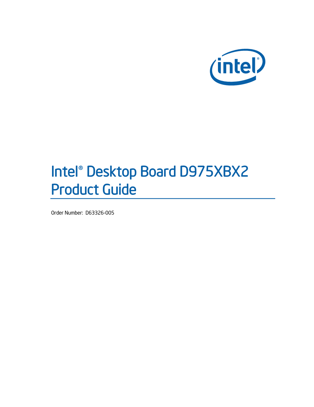 Intel® Desktop Board D975XBX2 Product Guide