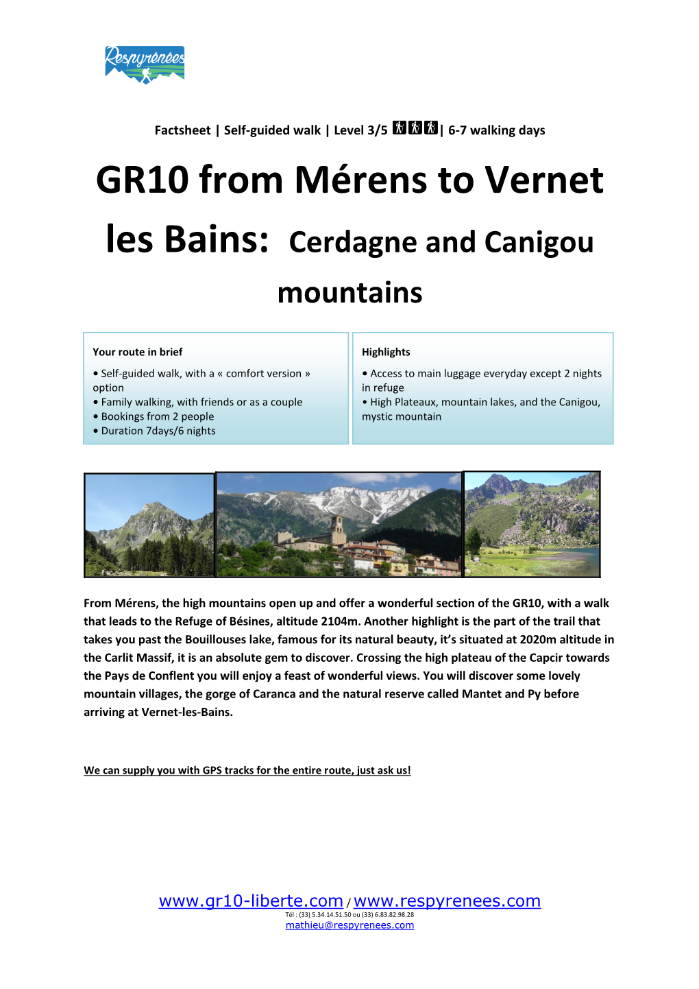 GR10 from Mérens to Vernet Les Bains: Cerdagne and Canigou Mountains