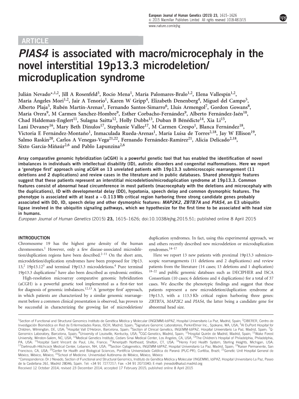 Microduplication Syndrome