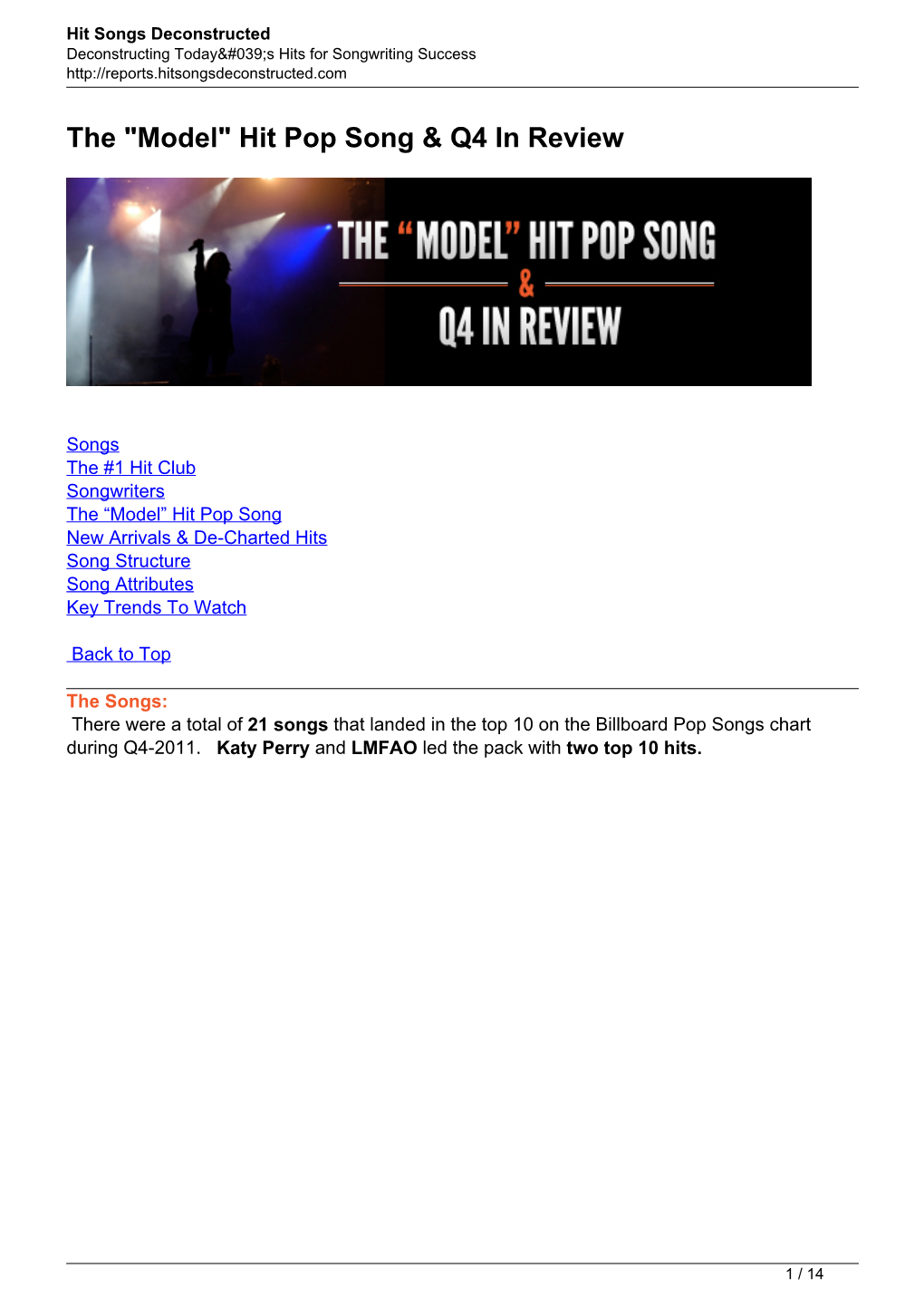 The "Model" Hit Pop Song & Q4 in Review