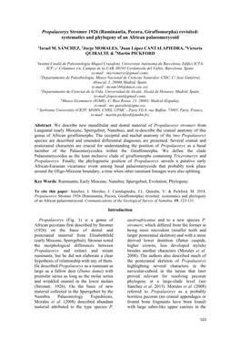 GSN Comms 19. 9. Sanchez Et Al Propalaeoryx