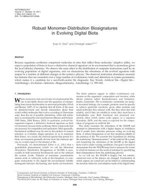 Robust Monomer-Distribution Biosignatures in Evolving Digital Biota