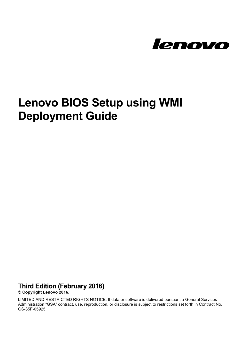 Lenovo BIOS Setup Using WMI Deployment Guide