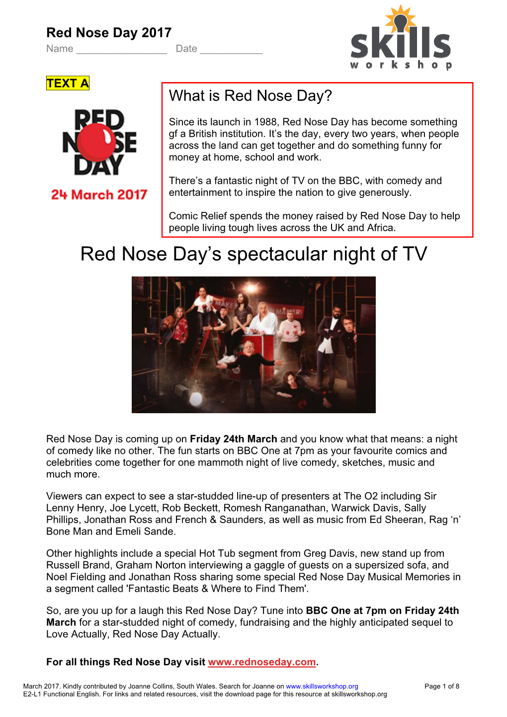 E2-L1 Red Nose Day 2017