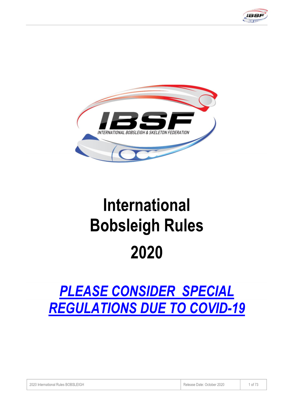 International Bobsleigh Rules 2020