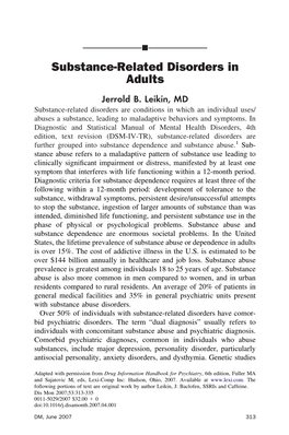 Substance-Related Disorders in Adults