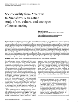 Sociosexuality from Argentina to Zimbabwe: a 48-Nation