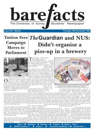 Theguardian and NUS: Campaign DidnT Organise a Moves to Parliament Piss-Up in a Brewery