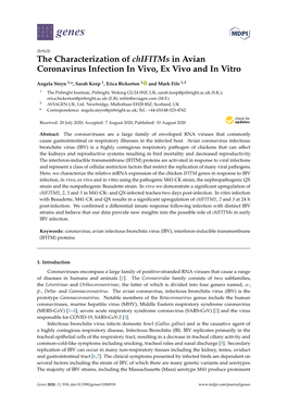 The Characterization of Chifitms in Avian Coronavirus Infection in Vivo, Ex Vivo and in Vitro