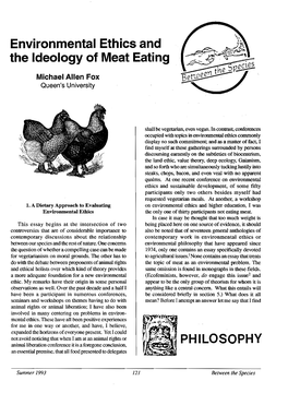 Enviromental Ethics and the Ideology of Meat Eating