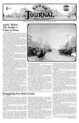 April: Before the Trolley's Came to Town Reapplying for State Grants