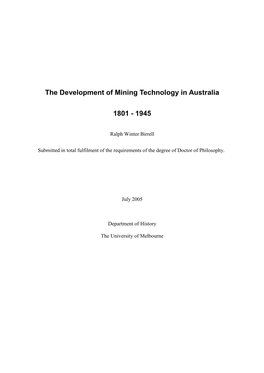The Development of Mining Technology in Australia