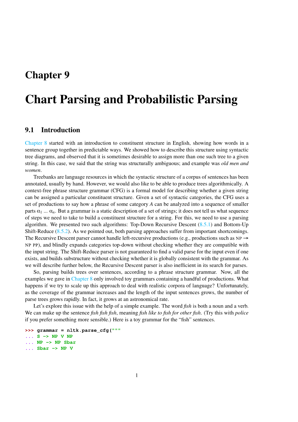 Chart Parsing and Probabilistic Parsing