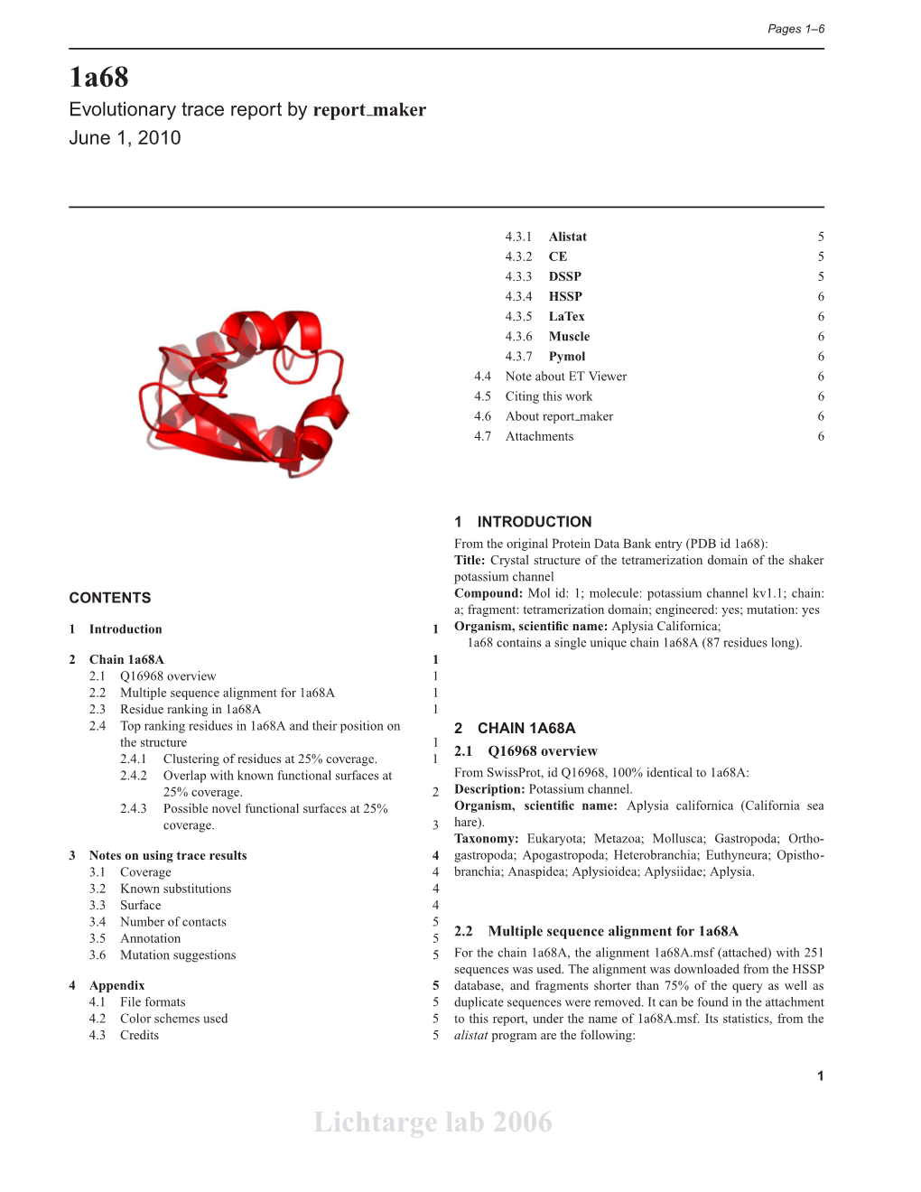 1A68 Lichtarge Lab 2006