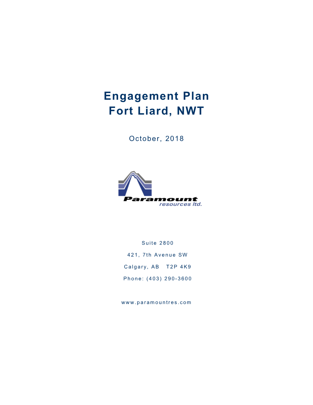 Engagement Plan Fort Liard, NWT