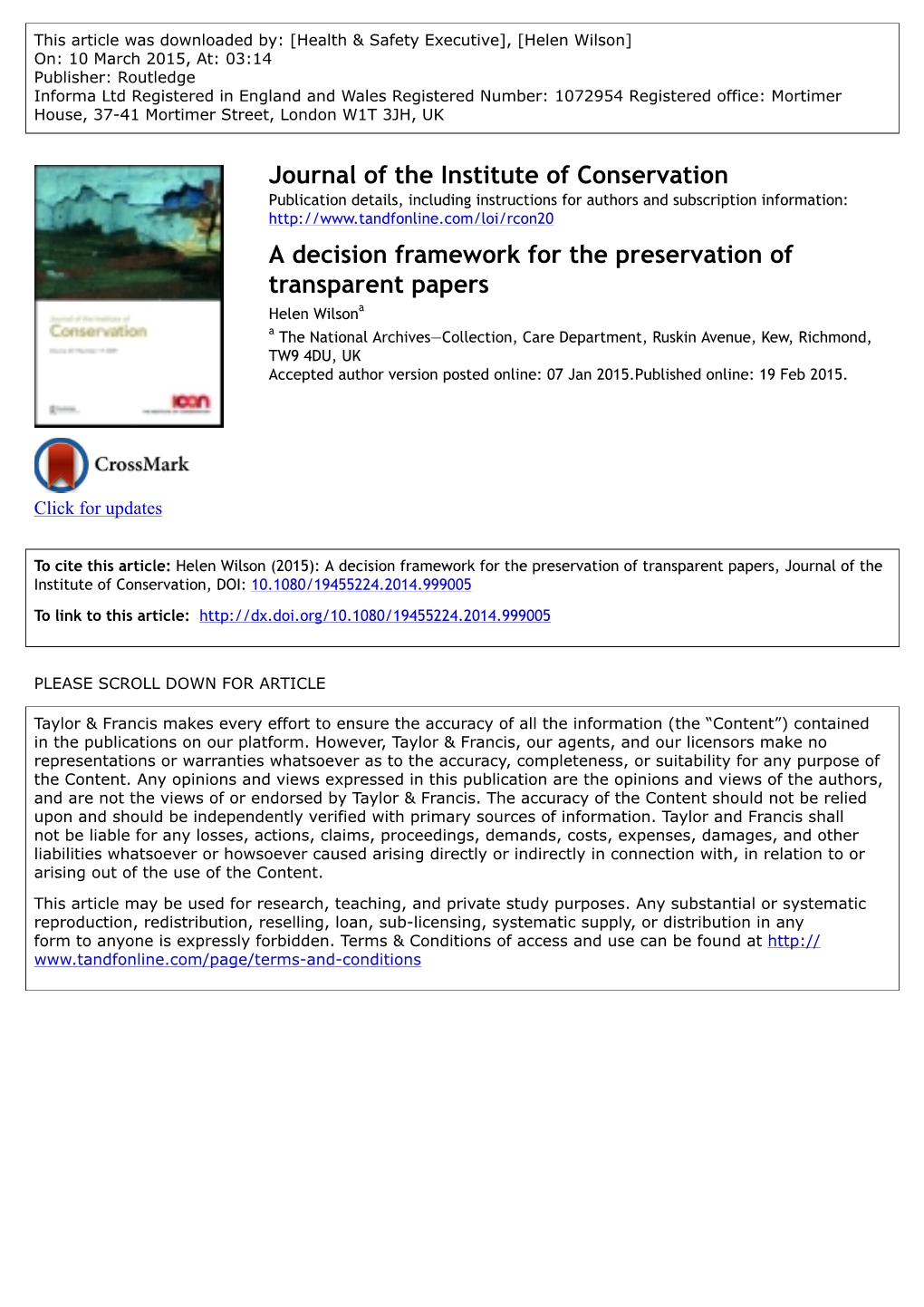 A Decision Framework for the Preservation of Transparent Papers