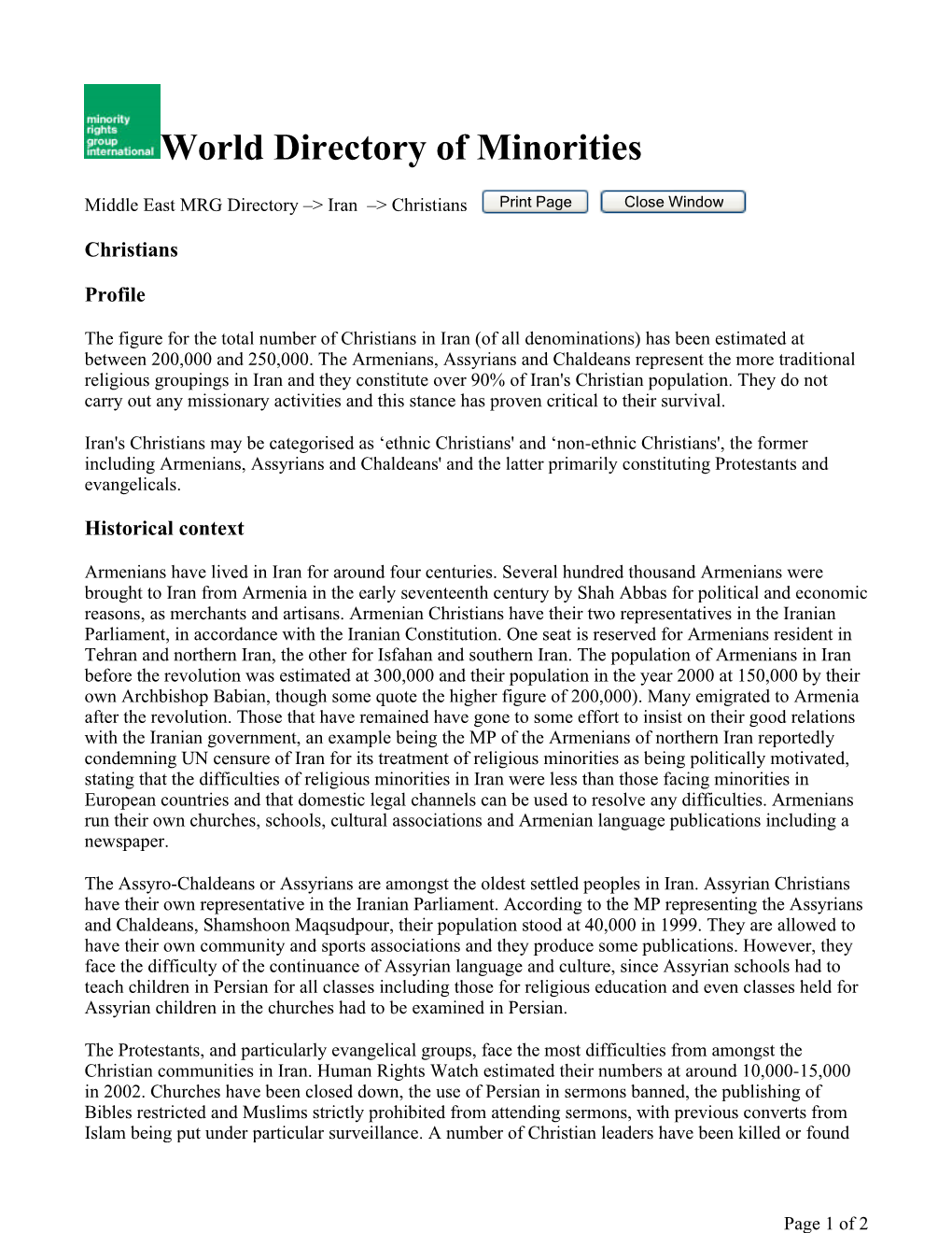 World Directory of Minorities